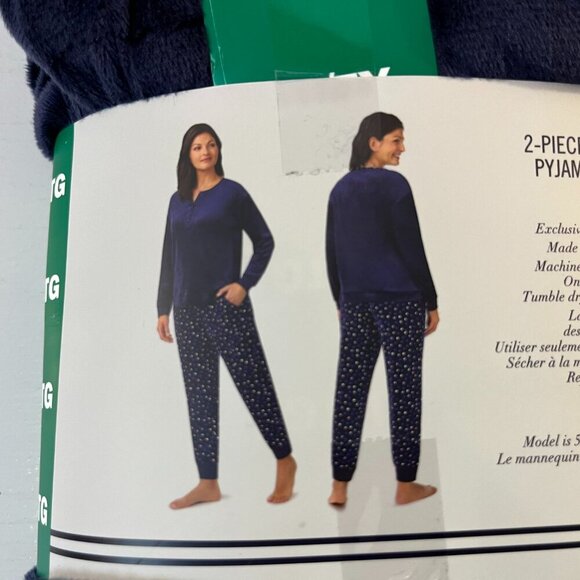 Nautica Women's Dark Blue Polka Dot Henley Silky Fleece Pyjama Set - NWT - Picture 4 of 6